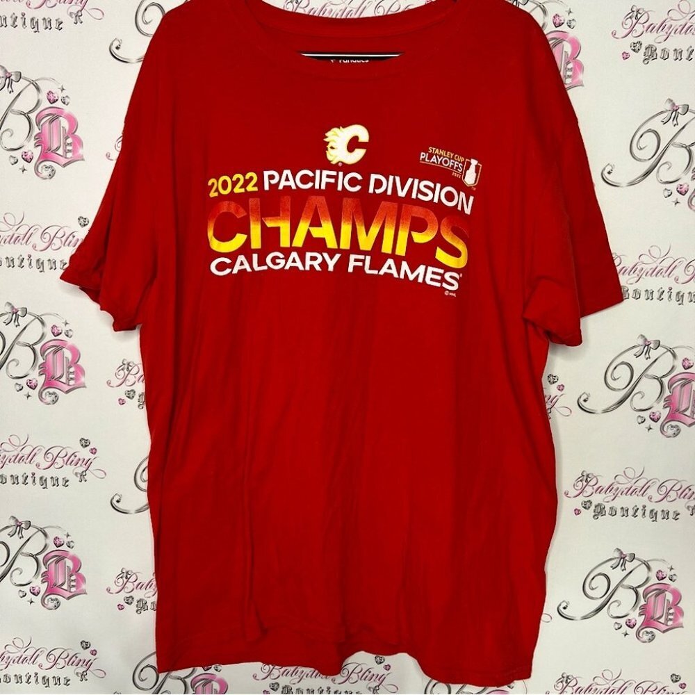 NHL calgary flames pacific division 2022 champs Stanley cup playoffs red yellow